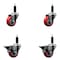 Service Caster 3'' Red Poly Wheel Swivel 1'' Expanding Stem Caster Set 2 Brakes, 4PK SCC-EX20S314-PPUB-RED-2-PLB-2-1 - alternate 1
